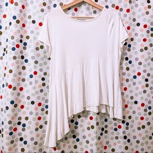 White ZARA high-low asymmetrical sleeved blouse